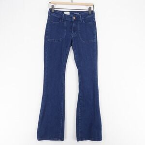 Pilcro The Icon Jeans Womens 26 Blue Flare Leg Low Rise Patch Pockets Dark